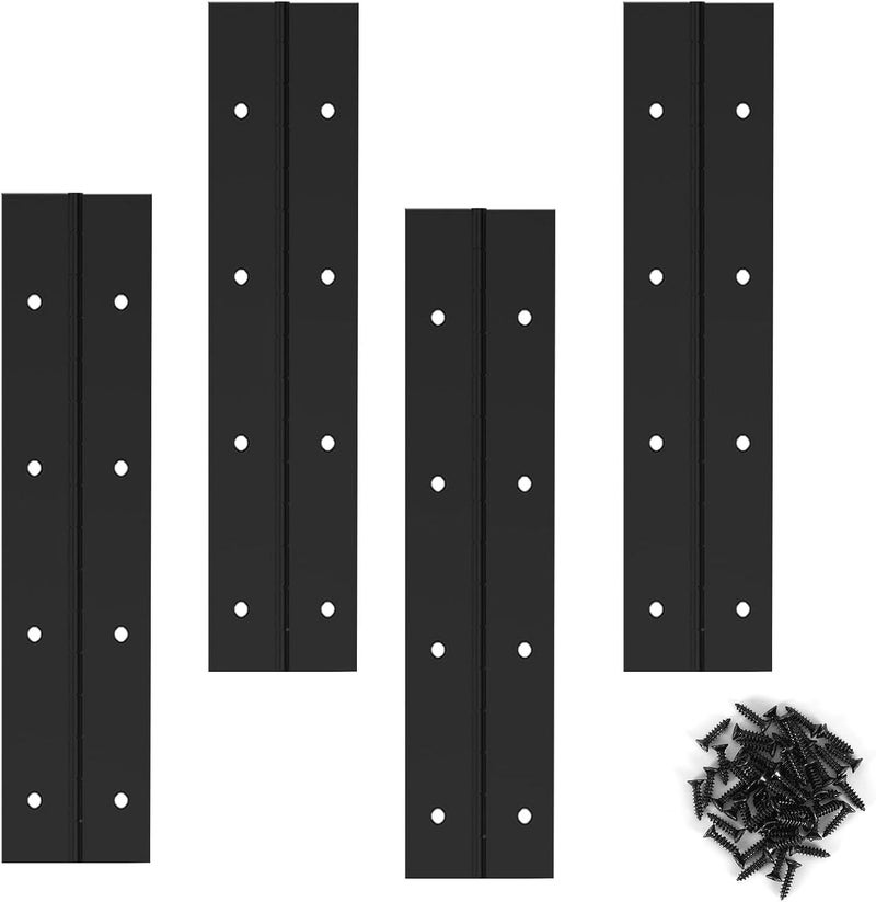 Paysky 4PACK 8 Inch Heavy Duty Piano Hinge, Black Stainless Steel Continuous & Piano Hinge,2" Open Width,for Cabinet Door Cases Woodworking Wood Furniture Tool Storage Boxes with 32pcs Screws - Image 1